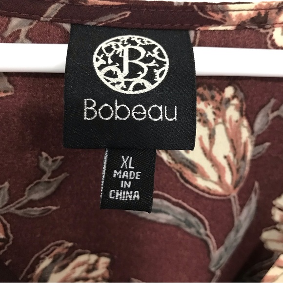 Bobeau Burgundy Floral Print Long Sleeve Dress - Picture 6 of 8